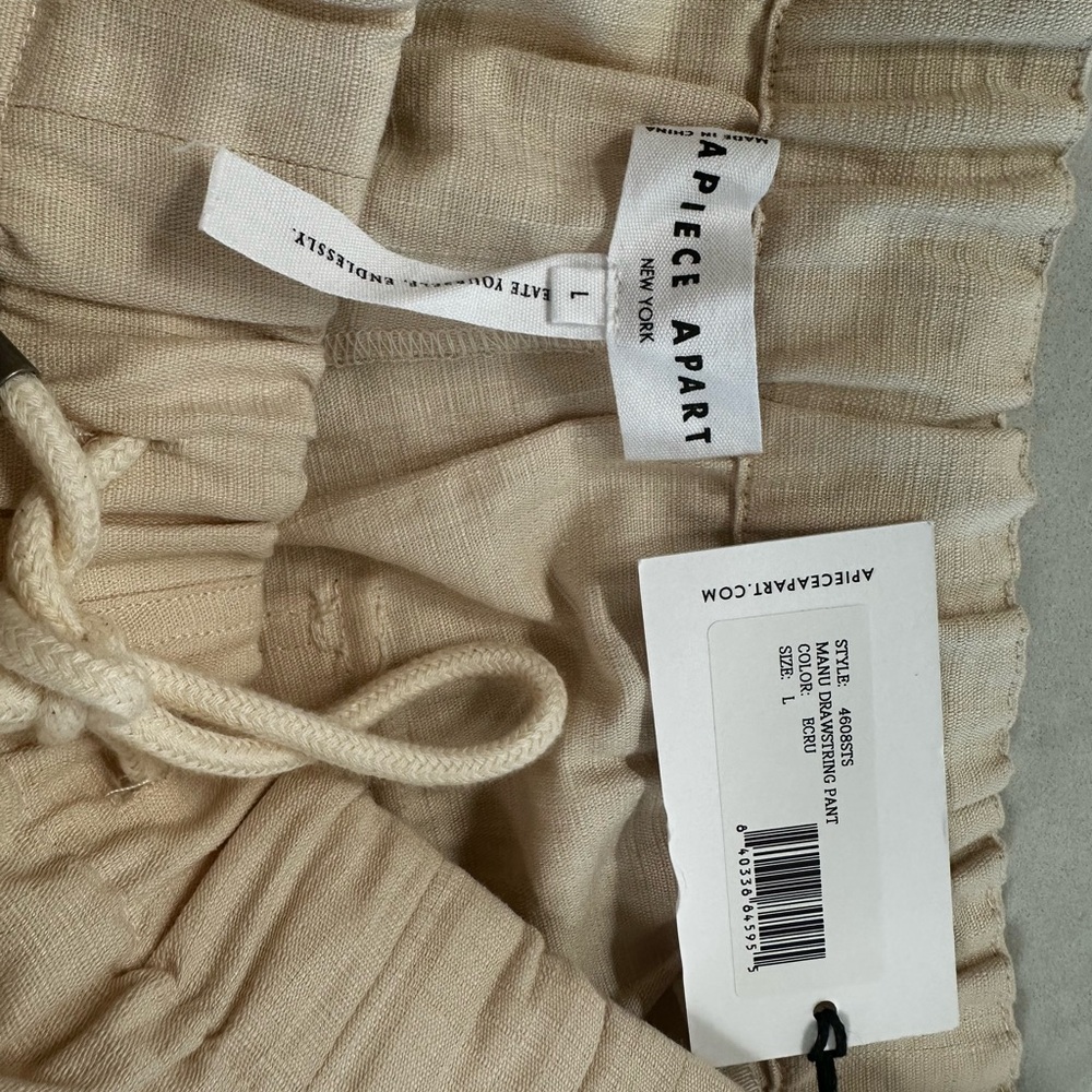 *NWT* Apiece Apart Manu drawstring pant in cream, size L - Picture 4 of 14